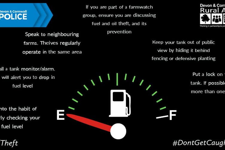 Teignmouth and Dawlish Police warn of an increase in fuel thefts from vehicles and storage tanks.
Image: Police (April 2022)