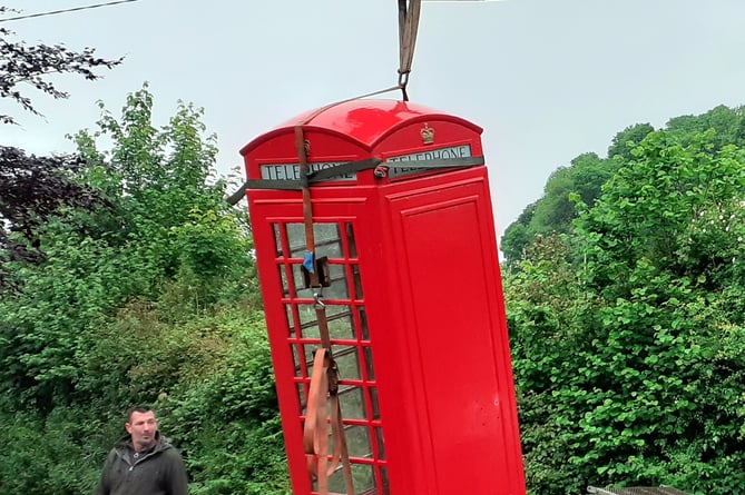 The flying Buckfastleigh telephone box