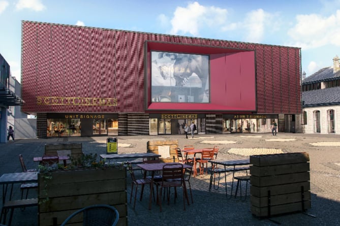Scott Cibnema plans for Newton Abbot. 
Image from Teignbridge District Council June 2022)

A major step forward in the regeneration of Newton Abbot town centre has been taken this week with the submission of a planning application for a new, high quality four screen cinema in the northwest corner of Market Square. 

The application on behalf of Scott Cinemas is for a new, purpose built, two-storey building which will not only host the four screens on the upper level but will also have ground floor space to accommodate for example, restaurants or cafes, complementing existing Market Square businesses and boosting the night-time economy. 

The ground floor units will face out on to a paved area, similar to Market Walk, which with additional planting will provide a safe and attractive environment for cinema goers as well as for residents or visitors relaxing outside in the town centre. 

Together with the wider Future High Street Fund town centre regeneration plans, the modern design and the proposals for the immediate surrounding area will add impetus to the development of Newton Abbot as DevonÕs premier market town. 

To build the new state-of-the-art cinema, some of the modern extension to the Market Hall building will be demolished, returning it to be more in line to its original shape and size. The buildings currently hosting New Look, the former Shauls Bakery and the upstairs link to Clarks will also be demolished   Before any demolition, Teignbridge will be discussing short and long term relocation options with tenants so as to minimise disruption, enable continuity of trade and retain their business within Newton Abbot town centre.

The regeneration project also aims to boost economic activity by making the centre of Newton Abbot more pedestrian friendly, encouraging greater footfall in the town and enabling people to move more freely between the town centre, the library and Asda. 

A new pedestrian route will link Market Square with Sherborne Road and a service access route will also be provided on Market Street. New crossing points at the junction with Sherborne Road and at the southern end of Market Street will improve pedestrian safety. 

Executive Member for Business, Cllr Nina Jeffries said: ÒThis is an exciting stage in regenerating the town centre and making it a more vibrant place where more people want to visit.  If planning is approved, residents and visitors will be able to enjoy a high-quality cinematic experience and a choice of films to suit everyone. 

ÒIncreasing footfall in the town and boosting economic prosperity is the primary aim of the regeneration plans and the contemporary environment created by the new cinema proposals is an important part of achieving this goal.Ó 

Residents have the normal opportunity to comment on the planning aspects of the application (reference 22/01129 which can be viewed on our planning portal (https://publicaccess.teignbridge.gov.uk/online-applications/ ) and the application is expected to be considered by the Planning Committee in the autumn. 

If approval is given, work is expected to start in early 2023 with the new cinema scheduled to open in the middle of 2024. 