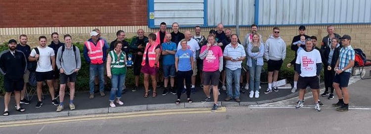 Striking Postal workers from Newton Abbot on the picket line outside their depot.
Picture supplid (August 2022)