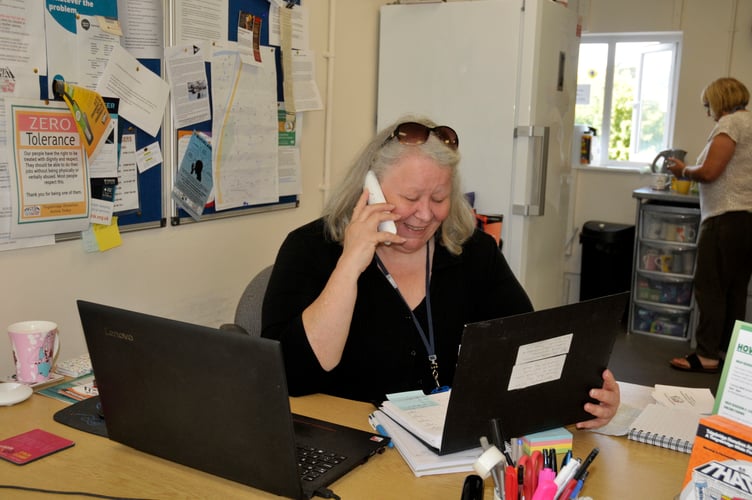 Linda Brown, office manager at Teignbridge Homeless Action Today food bank in Buckland, Newton Abbot