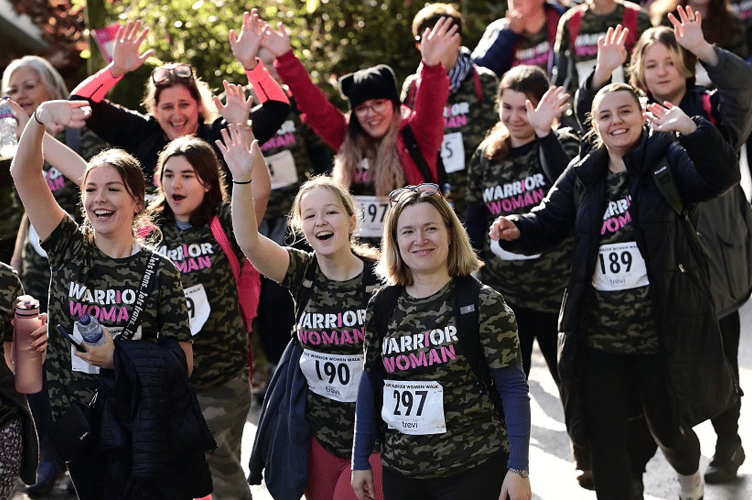 A wave from the Warrior Women on their charity walk across Dartmoor.