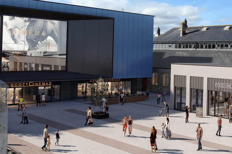 A new artist’s impression of how the new cinema and plans for the market could transform the centre of Newton Abbot