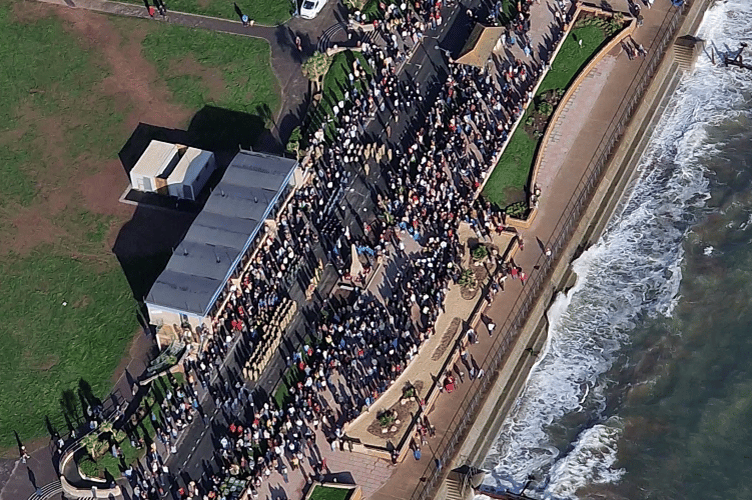 Teignmouth’s Remembrance Sunday service from above