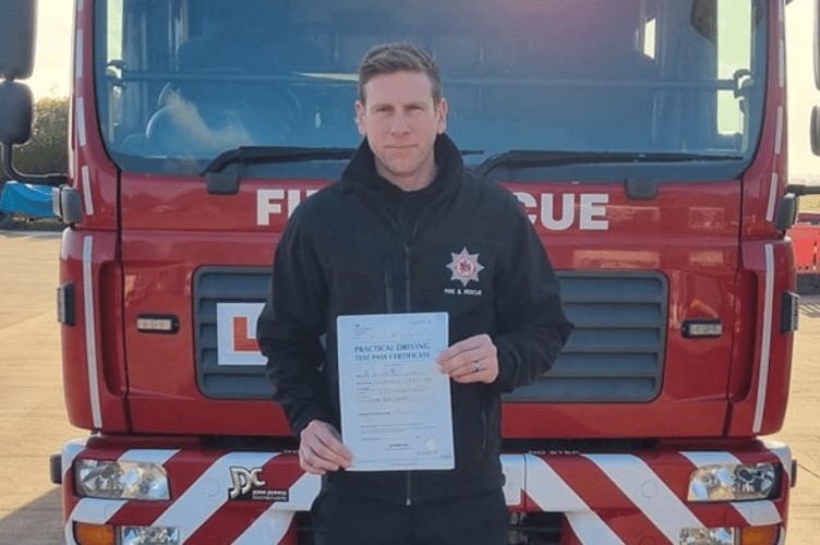 Firefighter Stewart Dunn successfully completed his Practical Driving Test for Category C vehicles