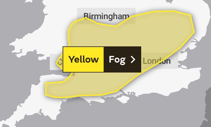 Area covered by this ,morning’s Yellow warning. Image: Met Office