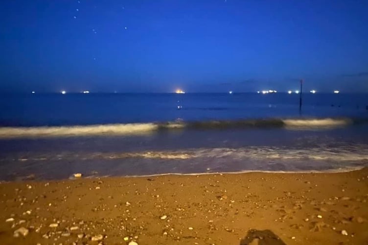 Sarah Adam's Facebook photo of ships sheltering off Teignmouth 