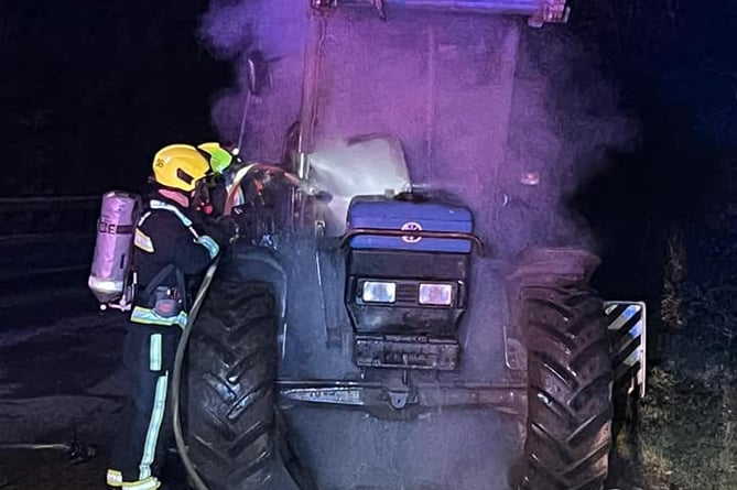 Tractor fire on the Ashburton road. Picture: Newton Abbot Fire Station