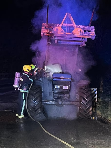 Tractor fire on the Ashburton road. Picture: Newton Abbot Fire Station