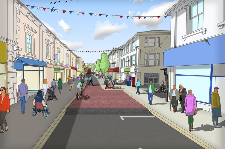Artist impression of Queen Street, Newton Abbot