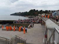Crowds gathered to walk the new £80million sea wall