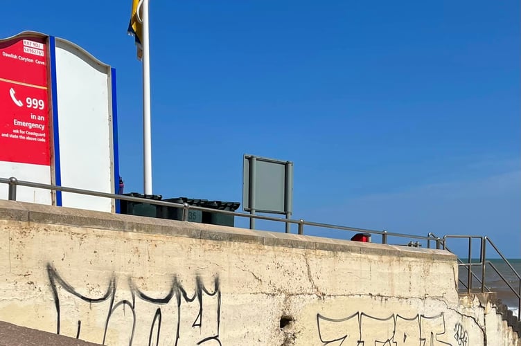 Vandals damage sea wall 