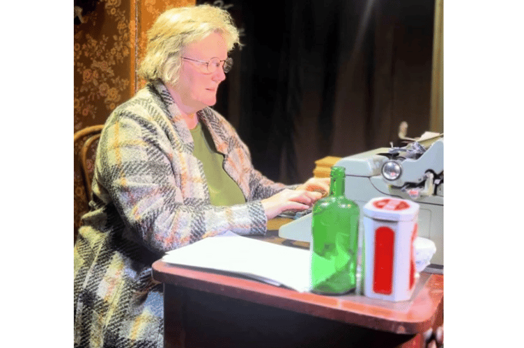 Marnie Devereux as Helene Hanff in Teignmouth Players’ production of ‘84 Charing Cross Road