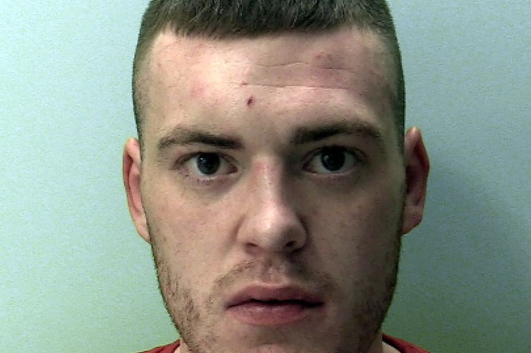 JAILED: Danny Morgan
Picture: Police (July 2023)
A ÔONE man crime waveÕ from Buckfastleigh has been jailed after he went on a nine months spree of violence at seaside towns around Devon.
Danny Morgan attacked his girlfriend at Chudleigh, terrorised tourists in Exmouth, punched friends who had offered him a home in Axminster and battered a teenaged arcade worker with a baseball bat.