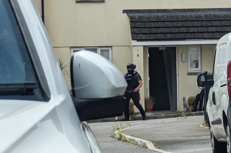 Police in Kingsteignton this afternoon.