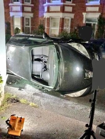 The driver of this car escaped with minor injuries as it crashed overnight on Friday.
Picture: Teignmoouth Fire Station (23-7-23)