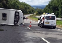Caravan flips over on the A380 this afternoon