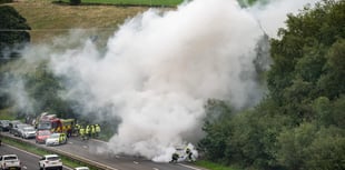 Vehicle catches fire on A38 causing significant delays