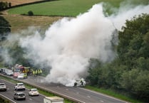 Vehicle catches fire on A38 causing significant delays