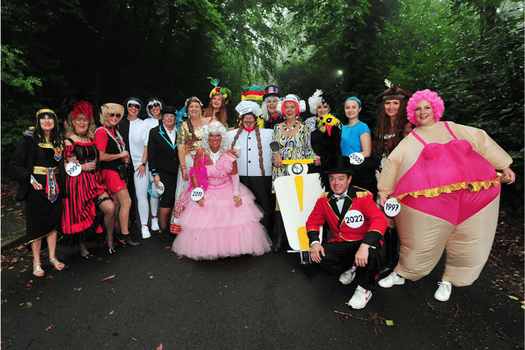 Dawlish Bored Housewives celebrating 40 years of carnival participation.