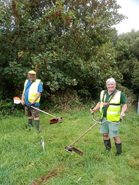 Dawlish Town Council working with the Dawlish's ACT Wildlife Wardens (Dave and Scott), Sustainable Dawlish and Devon County Council and volunteers has started on preparing the ground for wildflower seed planting at Oak Hill