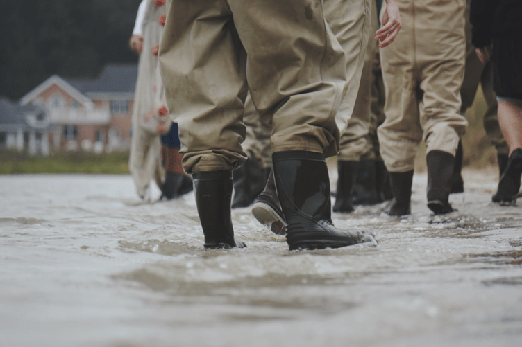 Flood clear-up stock image