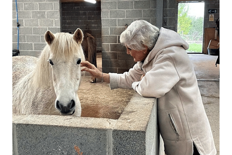 Patron Angela Rippon with Indigo.