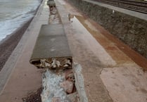 Sea wall closed off after storm damage 