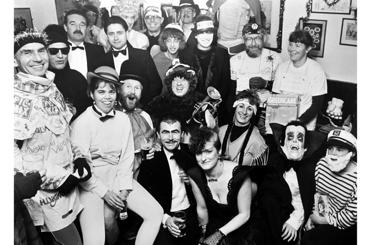 This motley crew are the Teign Valley Hash House Harriers who in December 1990 were about to start their annual fancy dress run through Dawlish