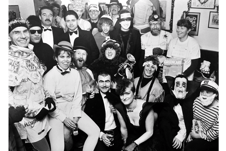 This motley crew are the Teign Valley Hash House Harriers who in December 1990 were about to start their annual fancy dress run through Dawlish