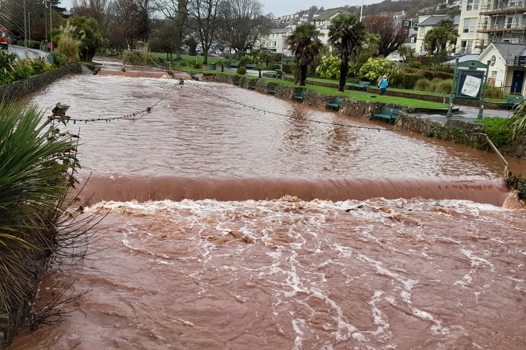 Dawlish Brook level running high 