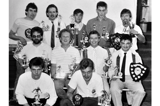 Trophy winners from Bishopsteignton United celebrate their haul at the Shipwright’s Arms in Shaldon in June 1989. Among the players featured here are Craig Wittle, Martin Ryan, John Carpenter, Tony Nicholls, Terry Lander, Steve Simmons, Dane Perriton, John Chapman and David Morgan.