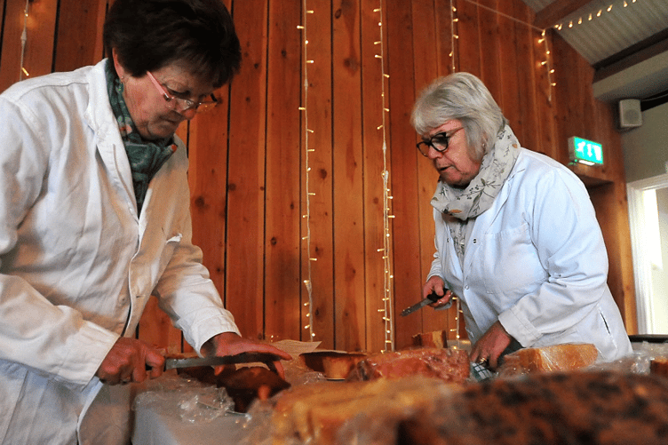 Approving the bake-off goods - cookery judges Chris Hunt and Angela Searle