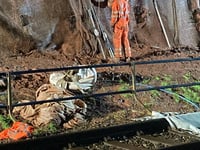 Cliff work continues along rail line 