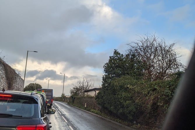 Ria Sanders' photo shows the traffic held up in Teignmouth 