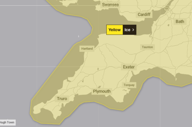 Met Office yellow weather warning for ice 08/01/24