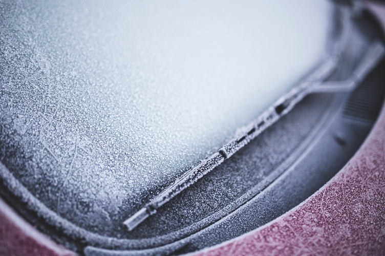 Frosted windscreen stock image