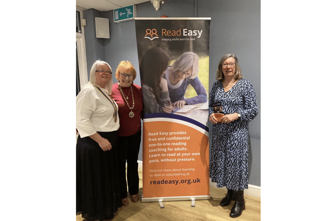 Mayor Joan Aktins, second right, with Anne Taylor, Team Leader at Read Easy Torbay and Rotary member