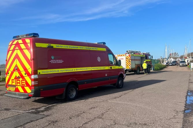 Firecrews come to the rescue of a person trapped in mud in the River Exe estuary