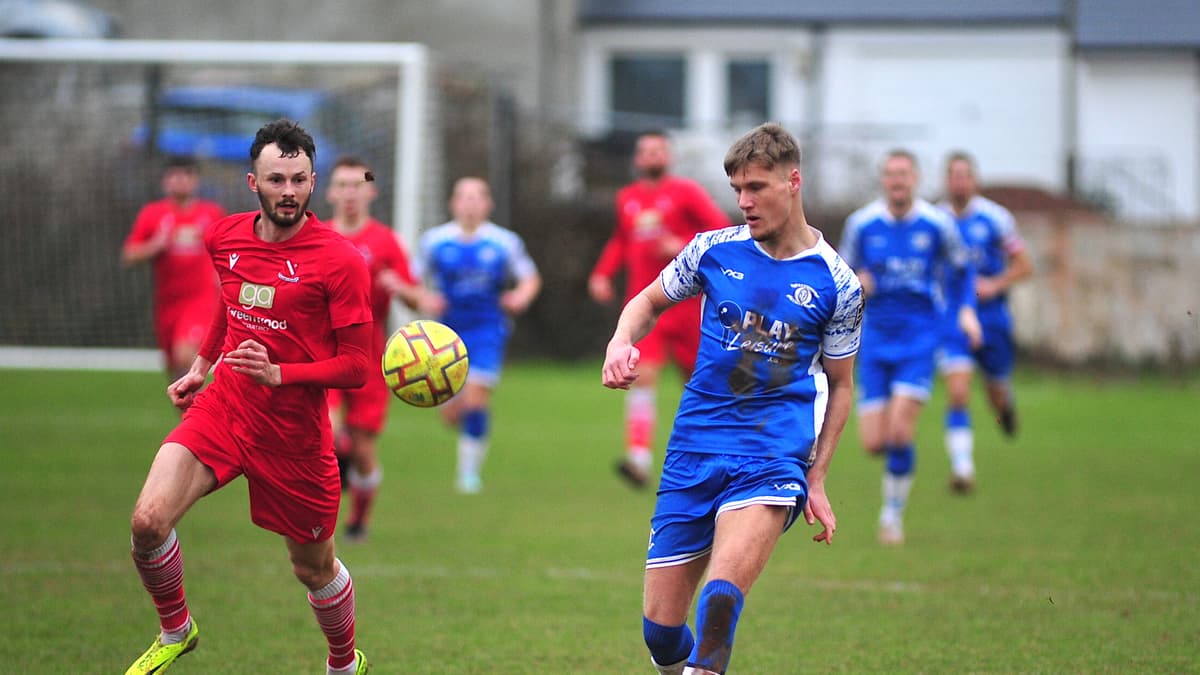 South West Peninsula League football action from Teignmouth versus
