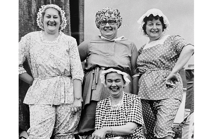 All they need now is a beach. Bathing Belles of Yesteryear from Bovey AFC.