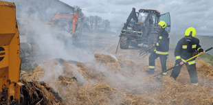 Moorland firefighters team up to tackle straw chopper fire 