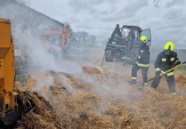 Moorland firefighters team up to tackle straw chopper fire 