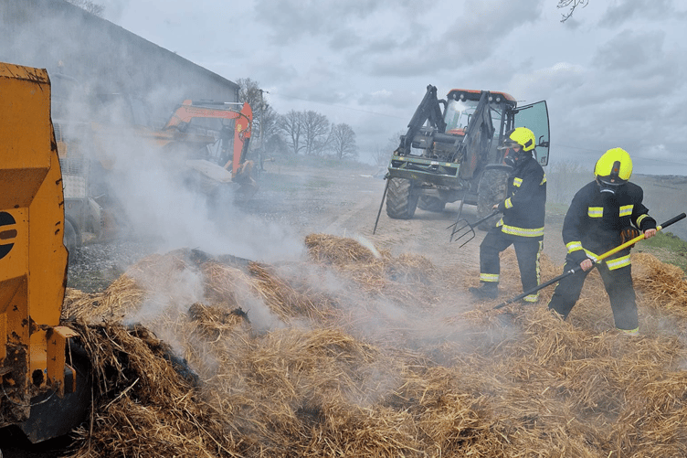 Chagford firefighters tackle straw chopper fire