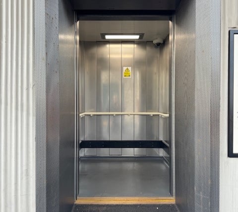 Station lift used as shelter for homeless man 
