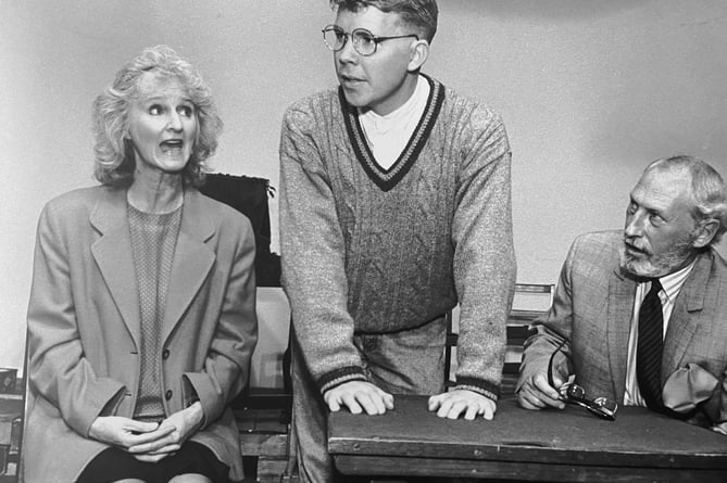 October 1995. Dawlish Rep were presenting Ten Times Table at the Shaftesbury Theatre in the town.  From left: Penny Doyle as Helen, Chris Chappell as Eric and David Slough as Lawrence.