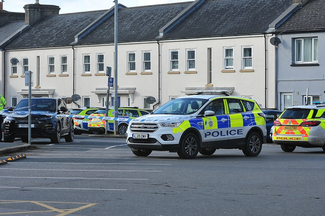 Police at the scene of an incident in the car park of Newton Abbot Railway Station