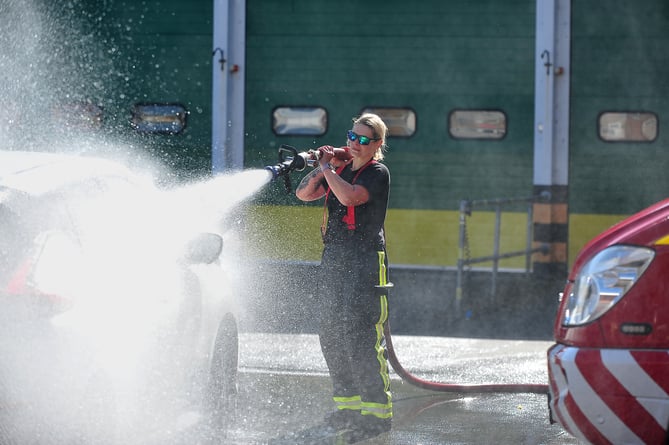 Annual charity car wash at  Newton Abbot Fire Station in aid of The Fire Fighters Charity.