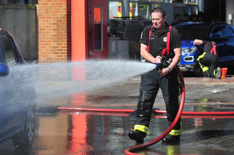 Annual charity car wash at  Newton Abbot Fire Station in aid of The Fire Fighters Charity.