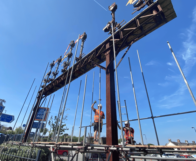 Restoration work gets under way on iconic railway gantry